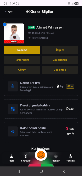 Sportix antrenör profil ekranı
