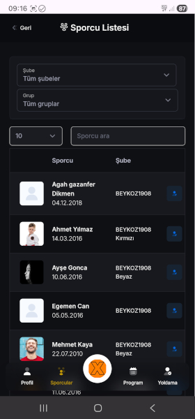 Sportix antrenör performans ekranı