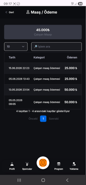 Sportix antrenör profil ekranı