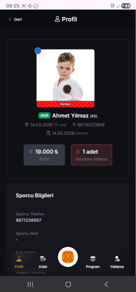 Sportix Veli profil ekranı