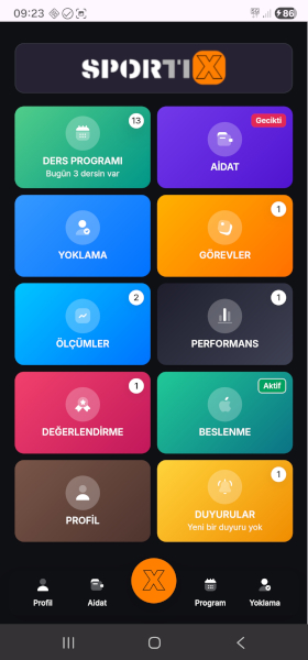 Sportix veli dashboard ekranı